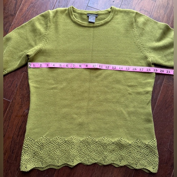 ANN TAYLOR Factory 100% Cotton Short Sleeve Sweater Multi Season Green Size Med - Picture 7 of 8